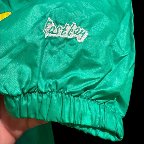 VTG Eastbay Jacket Mens LGreen Yellow Windbreaker Track Embroidered Zip Rare - Picture 6 of 9